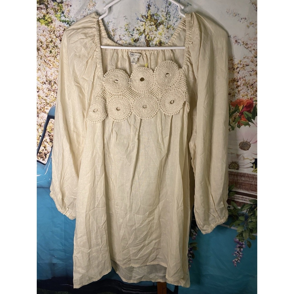Cato 1946 Lace Babydoll Top Cream Medium New